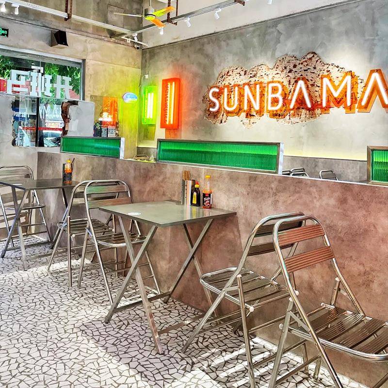 韩式大排档小吃店桌椅组合工业风不锈钢折叠餐桌烧烤酸辣粉店椅子