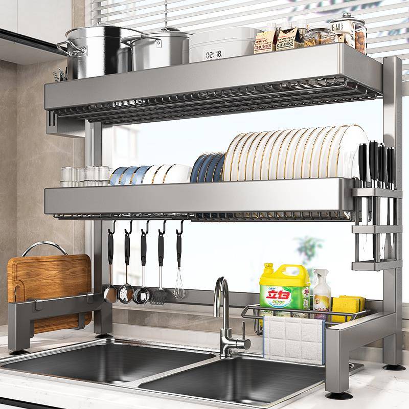 A9L不锈钢厨房水槽置物架多功能洗碗槽水池边放碗碟盘沥水收纳盒
