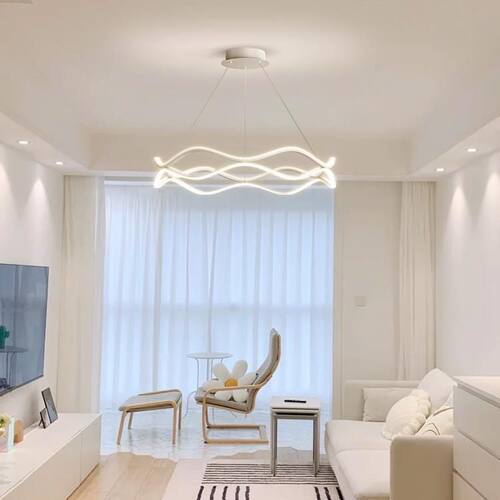 跨境极简客厅吊灯现代简约大气北欧设计师波浪线条主灯卧室餐厅灯