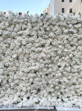 世爵热销婚宴礼堂背景展览仿真花花艺装饰白色系1.2*2.4m花墙