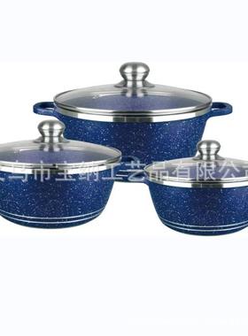20/24/28小号6pcs件套大理石锅具铝制不粘锅麦饭汤锅铝压铸六件