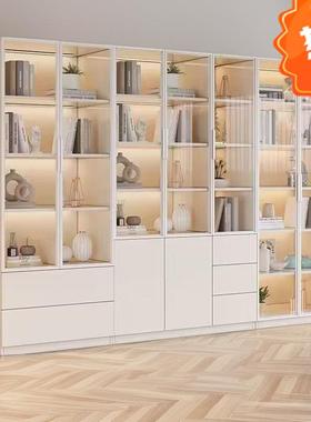 实木生态板书柜透明门一体家用客厅靠墙轻奢高挡现代玻璃门展示柜