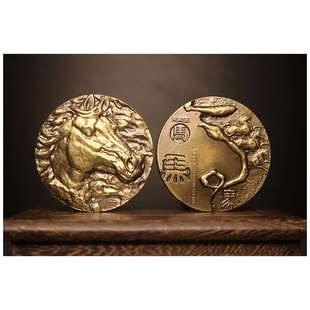 上海造币厂 十二生肖纪念章 罗永辉 高浮雕工艺 60mm  马年大铜章