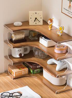 简易实木桌上小书架学生儿童收纳架松木多层飘窗储物柜桌面置物架