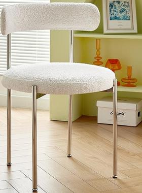 轻奢设计师款椅子卧室网红化妆椅奶油风餐凳北欧家用餐椅轻奢高级