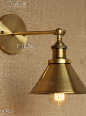 美式简约铁艺客厅餐厅创艺复古金古铜做旧 装饰过道走廊镜前壁灯