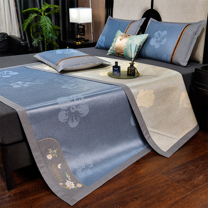 冰丝藤席夏季三件套可水洗折叠冬夏两用双面家用空调席软席子单人,床上用品,冰丝席,淘宝优惠券,粉丝福利购,淘宝优惠卷