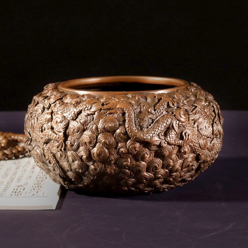 艺品江山纯铜海水四龙钵紫铜铜缸多用途烟灰缸摆件聚宝盆钵式香炉,金属材料及制品,其他金属制品,淘宝优惠券,粉丝福利购,淘宝优惠卷