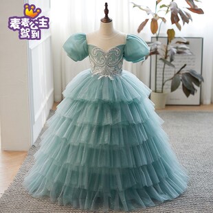 森系女童礼服高端大气儿童连衣裙重工公主裙生日晚宴走秀钢琴演出