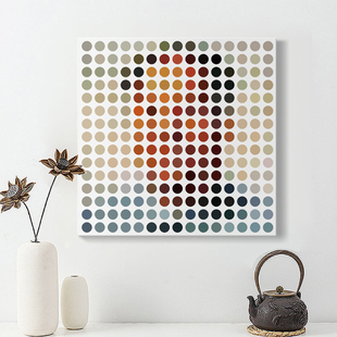 波普抽象挂画 正方形装饰画无框画 商业店铺装修挂画 圆点色块