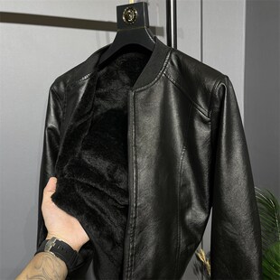 水洗超纤PU皮!内里加厚毛绒!秋冬新款男士加绒保暖夹克皮衣外套