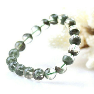 天然绿幽灵手链 天然绿幽灵宝盆手链 绿幽灵配红幽灵手链