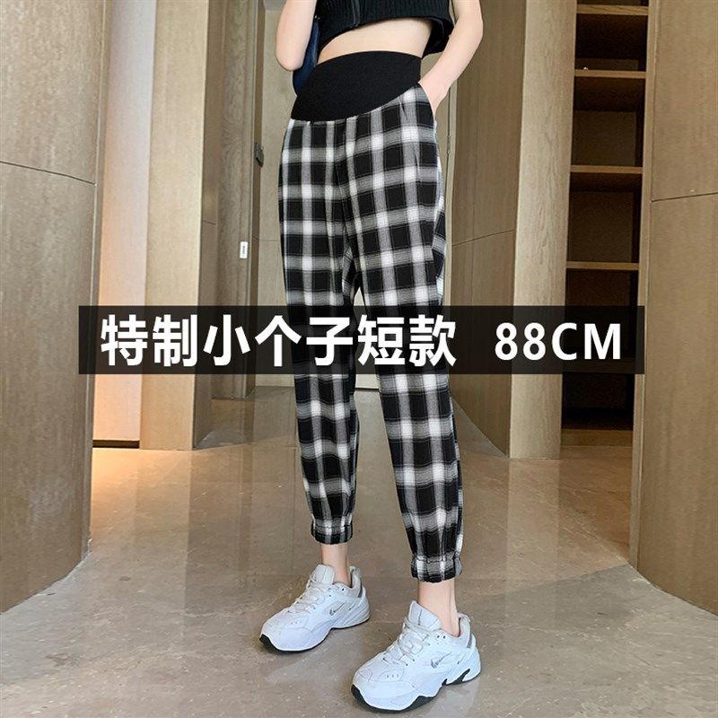 小个子八分孕妇裤打底外穿夏季薄款冰丝格子束脚裤直筒哈伦九分裤,孕妇装/孕产妇用品/营养,孕妇打底裤,淘宝优惠券,粉丝福利购,淘宝优惠卷