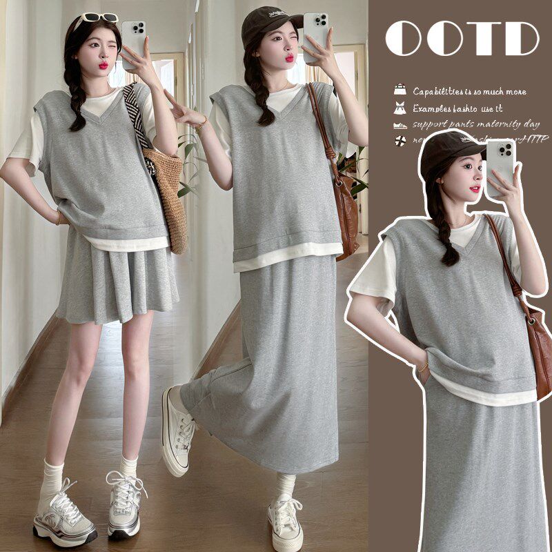 夏装新款孕妇装韩版时尚休闲拼接显瘦上衣时髦潮妈托腹裙两件套装,孕妇装/孕产妇用品/营养,套装,淘宝优惠券,粉丝福利购,淘宝优惠卷