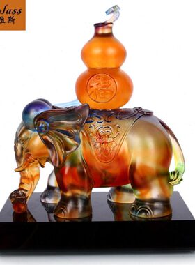 班德拉斯 古法琉璃福禄宝象摆件 客厅办公室装饰 开业商务礼品