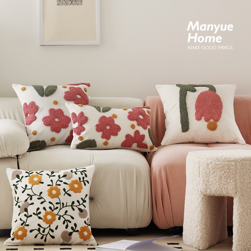 蔓越家 春日花园 沙发花朵抱枕抱D枕套北欧床头靠垫软装靠枕不含