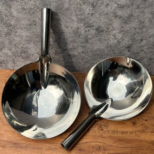 不锈钢水勺加厚老式厨房家用大号水瓢食堂汤勺连柄一体圆底水舀子