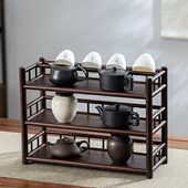 展示架杯子茶桌茶杯沥水三层茶架竹制建盏架茶叶茶具收纳架置物架