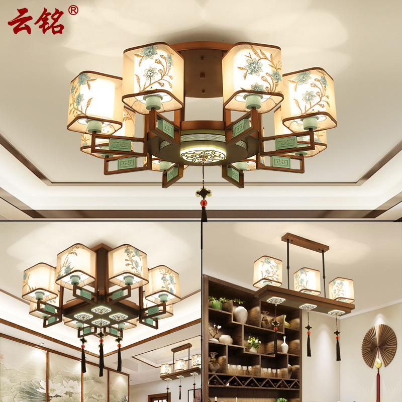 新中式吸顶灯方形客厅灯刺绣灯卧室餐厅书房中国风灯5072中式风格