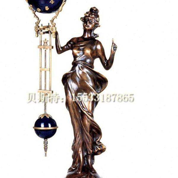 摇摆钟 仿古机械纯铜 摆钟 古典钟表 西洋人物做旧钟 把玩趣味钟