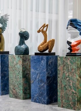 可定制现代轻奢大理石底座摆台酒店会所售楼处玄关走廊装饰品台座