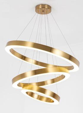 北欧现代LED简约轻奢不锈钢圈圈亚克力办公室客厅高层创意吊灯