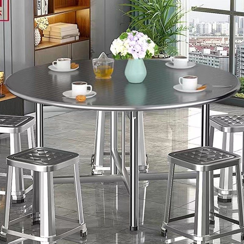 不锈钢折叠圆桌加厚304餐桌转盘大排档家用不锈钢饭桌大圆桌,住宅家具,不锈钢/PVC餐桌,淘宝优惠券,粉丝福利购,淘宝优惠卷