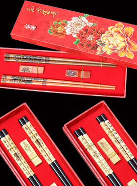 中国风实木礼品筷子套装创意餐具出国留学外事特色礼物送老外LOGO