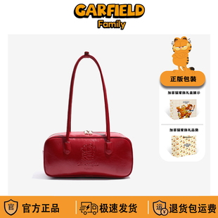 CLIANG KITTY加菲猫家族红色保龄球包女时尚百搭单肩包通勤手提包