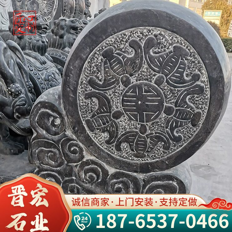 厂家加工抱鼓石 石雕麒麟门墩青石 石雕抱鼓石别墅门口摆放门档石