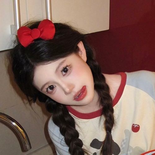 可爱红色蝴蝶结发夹发饰