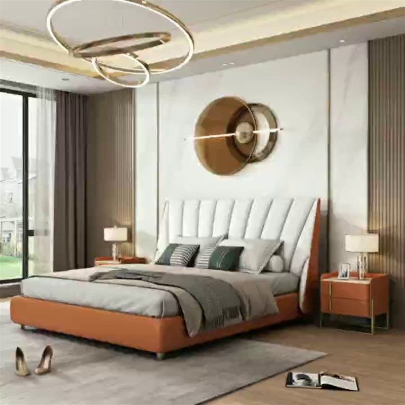 轻奢岩板全实木床头柜子简约现代卧室皮质意式极简网红床边收纳柜