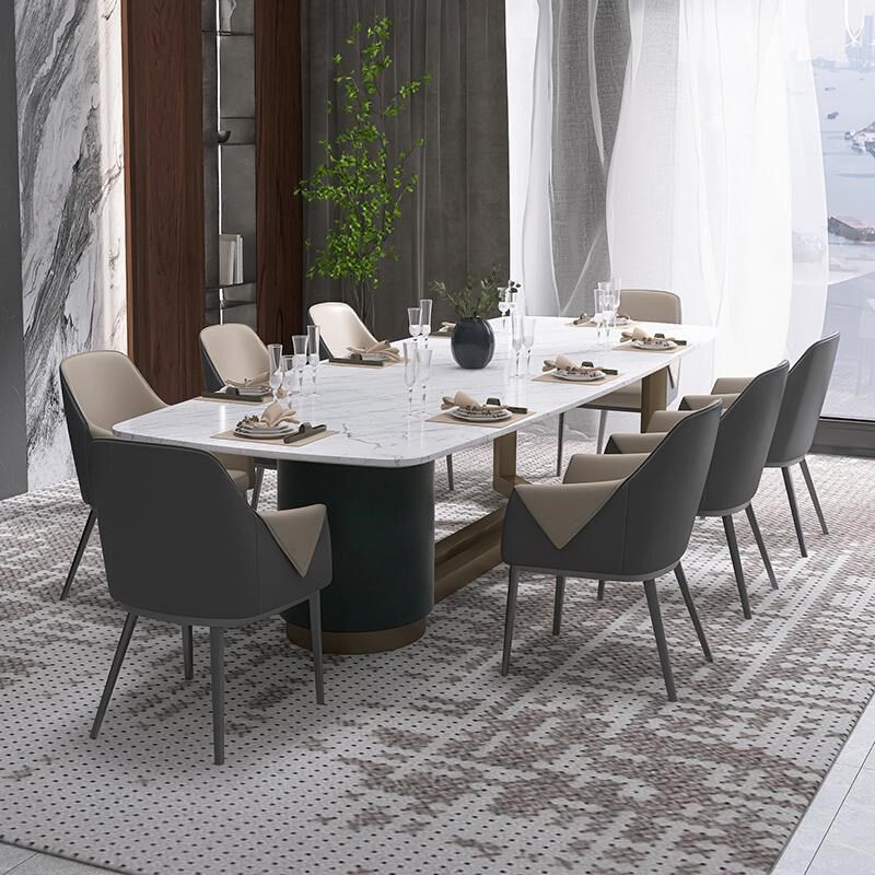 高端大理石餐桌长方形家用吃饭桌子大户型别墅方桌简约餐桌椅组合