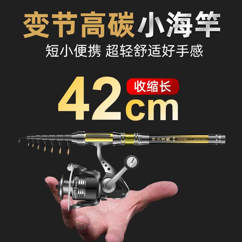 迷你小海竿抛竿超短节鱼竿超硬小海杆套装远投Q钢笔裸竿路亚竿甩