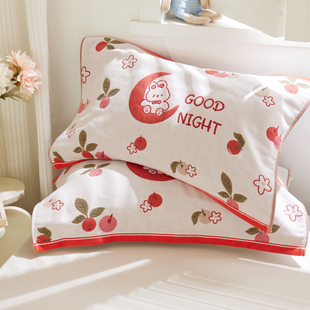 儿童枕巾纯棉一对装加厚吸汗全棉纱布可固定枕头巾枕头套巾婴儿