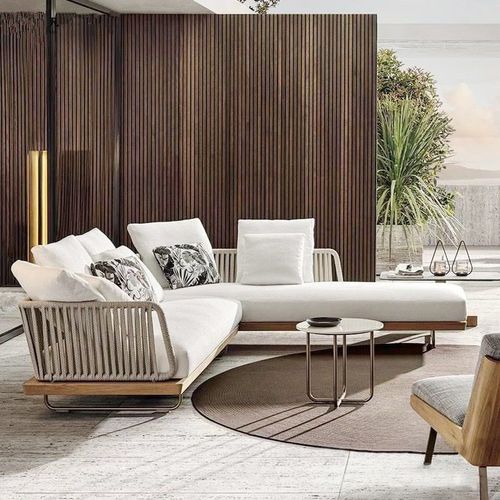 户外实木沙发茶几组合庭院花园阳台酒店露天餐厅休闲藤椅藤编家具