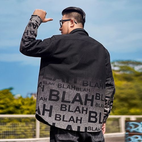 大码夹克男秋季美式潮牌机车工装外套男宽松加肥加大胖人休闲长袖