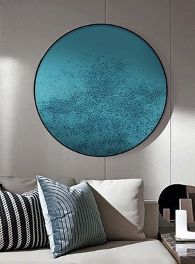 红色极简风酒店大堂挂画轻奢肌理软装高级感壁画圆形饭店墙面装饰