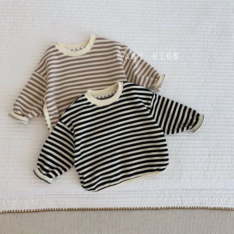 男女宝宝秋装条纹卫衣婴幼儿百搭宽松洋气0-1岁儿童T恤韩版上衣潮