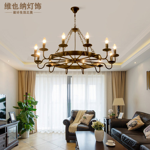 工业风铁艺吊灯美式乡村复古服装店餐馆火锅店门厅创意个性大吊灯