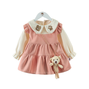 童装女童春季新款连衣裙洋气春装女宝宝长袖公主裙婴儿春天小裙子