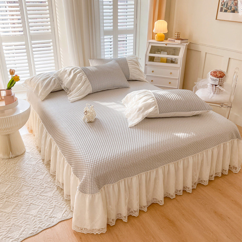 现货公主风凉f豆豆冰丝凉席三件套夏季家用可水洗床单床裙床盖款,床上用品,冰丝席,淘宝优惠券,粉丝福利购,淘宝优惠卷