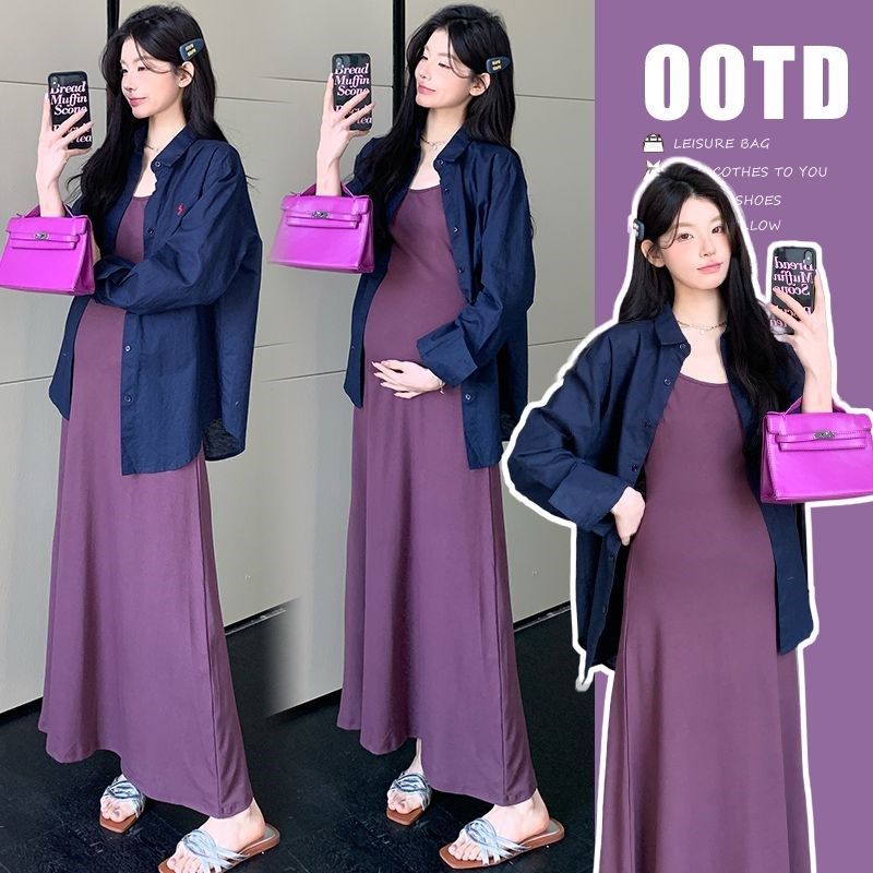 孕妇春装连衣裙2025新款早春套装时尚气质高级感穿搭衬衣吊带裙子,孕妇装/孕产妇用品/营养,连衣裙,淘宝优惠券,粉丝福利购,淘宝优惠卷