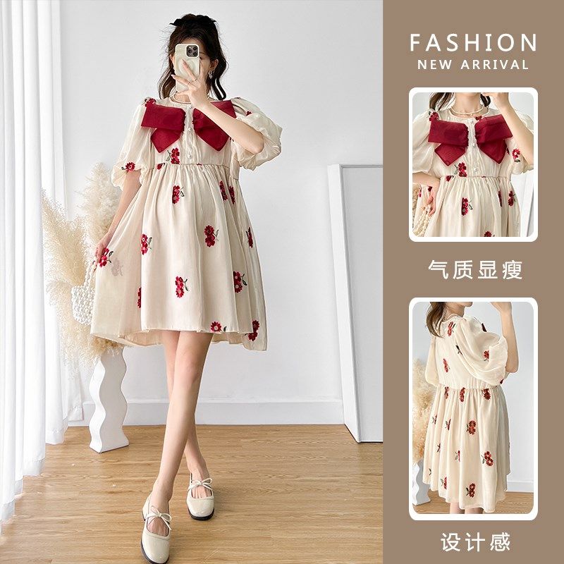 孕妇装夏季时尚洋气时髦2025新款孕妇夏装小个子大码春夏款连衣裙,孕妇装/孕产妇用品/营养,连衣裙,淘宝优惠券,粉丝福利购,淘宝优惠卷