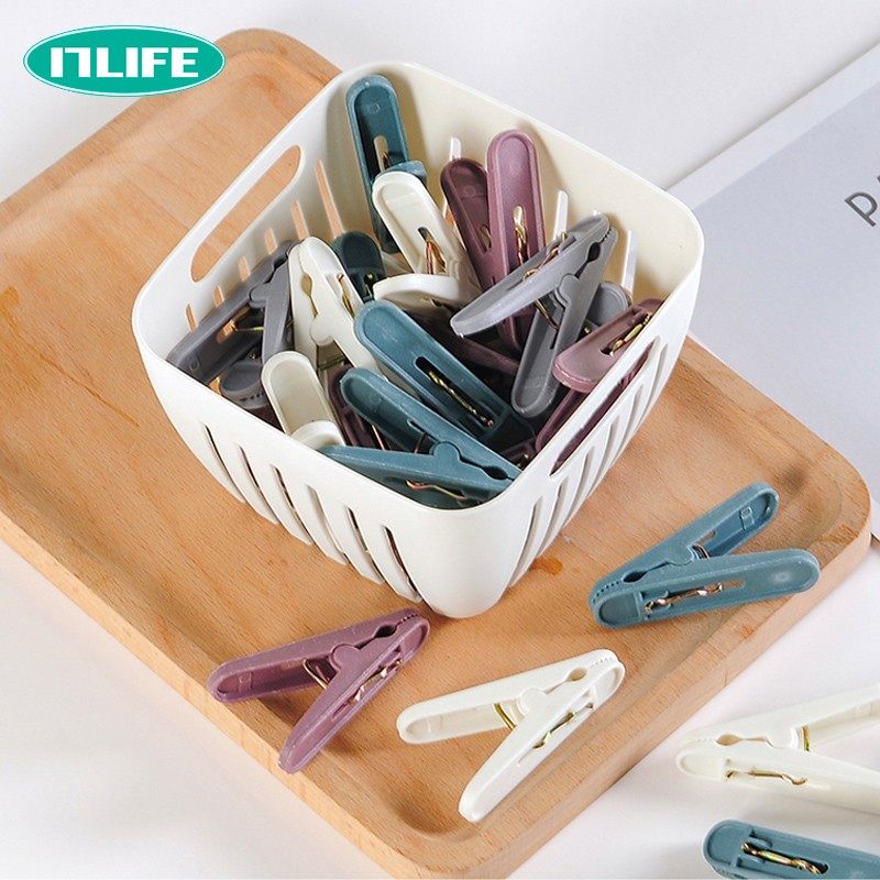 小号夹子带收纳篮家用塑料夹防风晾衣架晾衣阳台固定衣服晾晒衣夹,收纳整理,夹子,淘宝优惠券,粉丝福利购,淘宝优惠卷