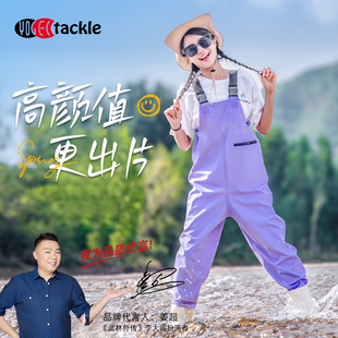 女士下水裤赶海装备背带大童防水捕捉钓鱼雨裤带雨鞋半身连体衣服