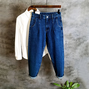 潮流哈伦裤 宽松直筒牛仔裤 秋冬韩版 潮牌复古老爹阔腿裤 子百搭 男士