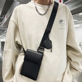 时尚 斜挎包男士 包包潮牌小包手机包2024新款 PU休闲运动简约单肩包