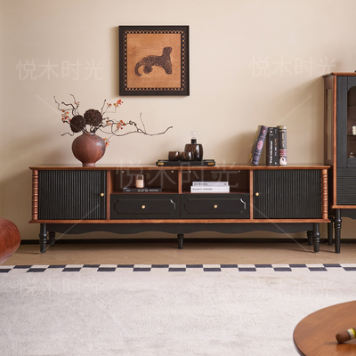 法式复古全实木电视柜中古风家用客厅小户型白蜡木高级感收纳柜子