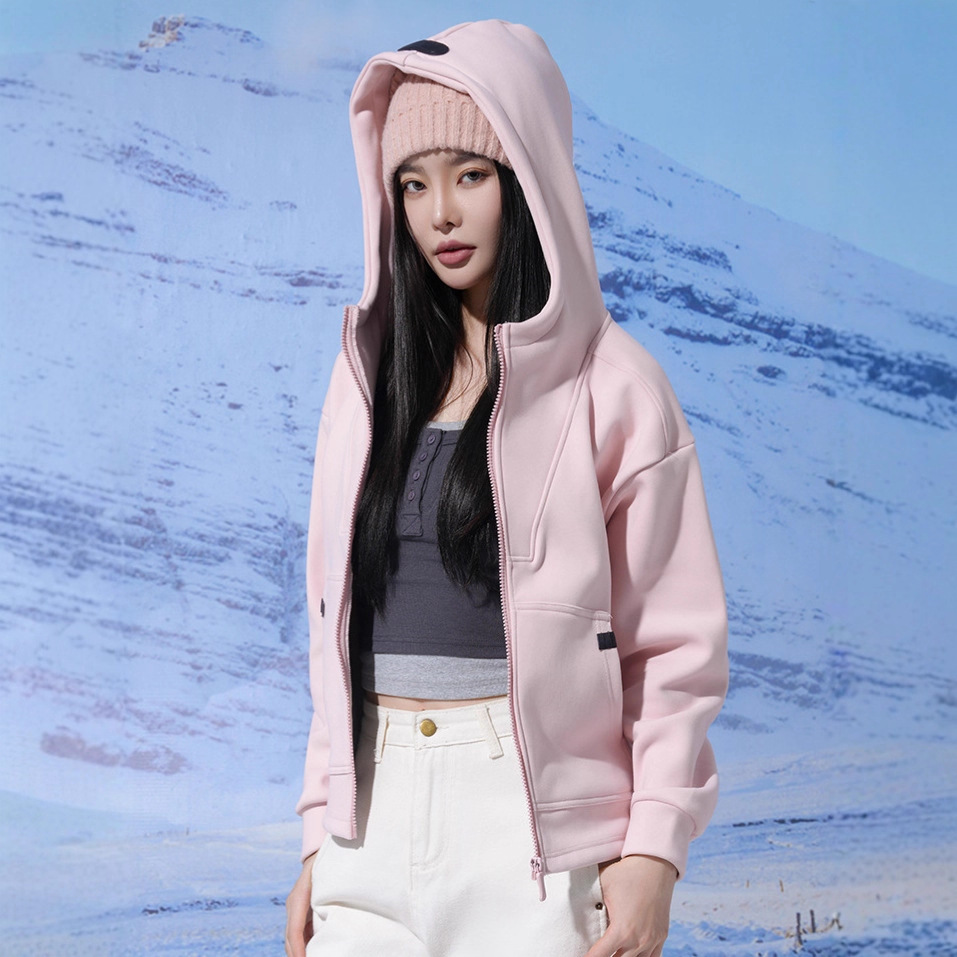 秋冬新款连帽石墨烯运动外套宽松时尚卫衣登山服防风保暖运动上衣